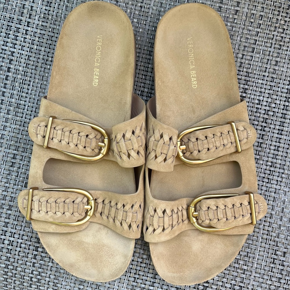 Veronica Beard  PAIGE Tan Sandals with Textured Straps